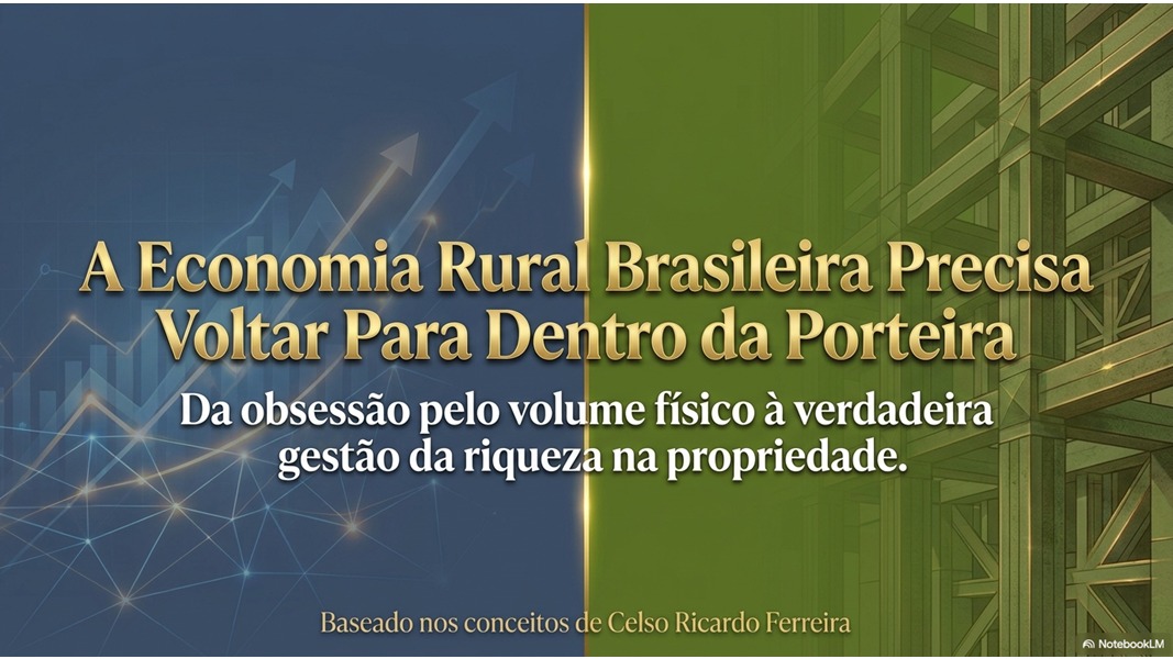 Lâmina da palestra A Economia Rural Brasileira Precisa Voltar Para Dentro da Porteira sobre gestão da riqueza na propriedade.