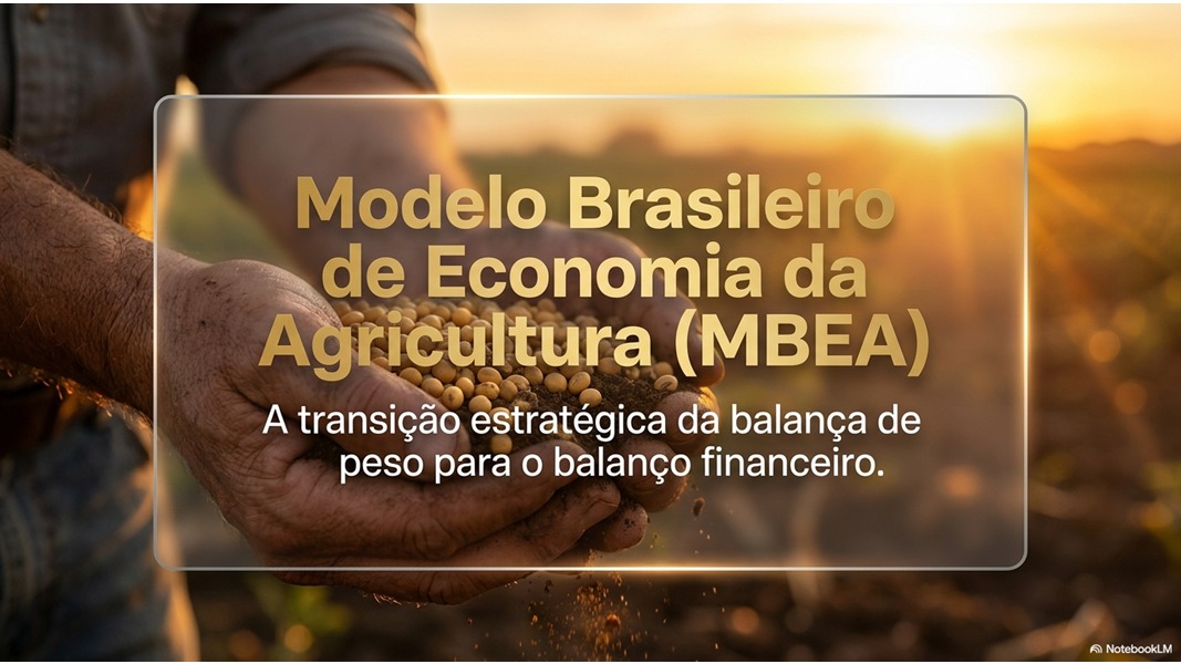 Lâmina da palestra Modelo Brasileiro de Economia da Agricultura sobre a transição da balança de peso para o balanço financeiro.