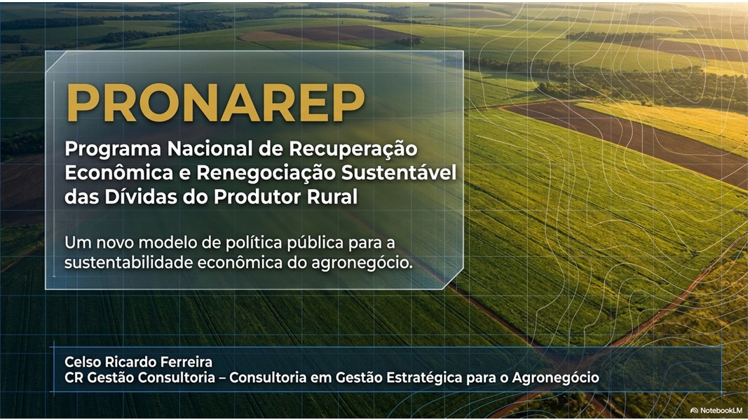 Lâmina da palestra PRONAREP sobre recuperação econômica e renegociação sustentável das dívidas do produtor rural.
